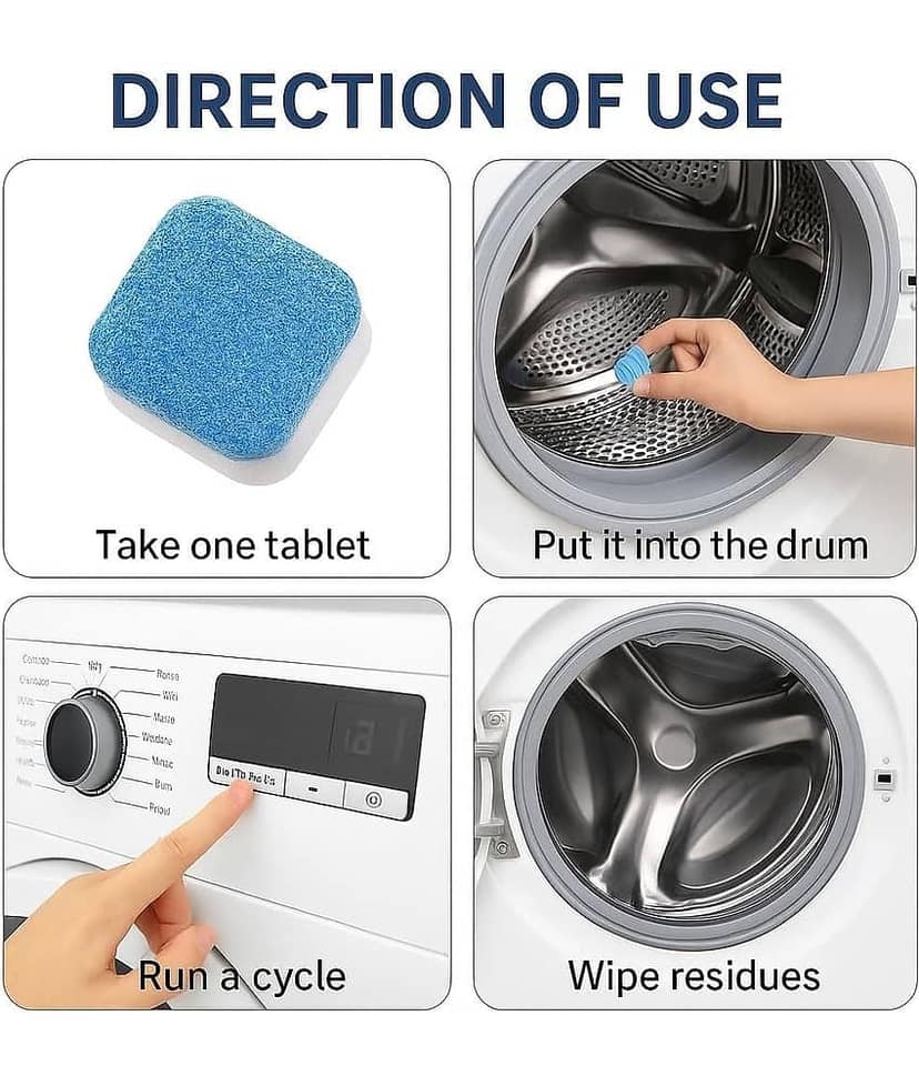 10 Pieces Washing Machine Cleaner Tablets – Deep Cleaning & Descaling for Front & Top Load Machines, Drum & Tub Stain Remover view 2