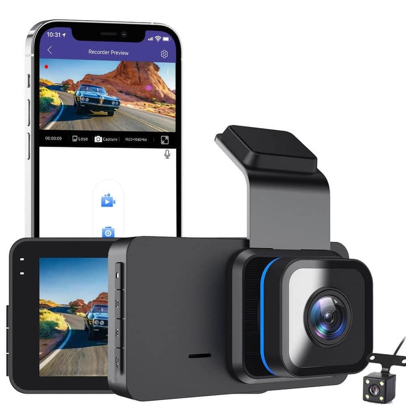 AUSHA 2K Dual Dash Camera with Wi-Fi & GPS | Super Night Vision, Parking Assist & G-Sensor view 7