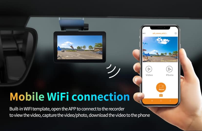 AUSHA 2K Dual Dash Camera with Wi-Fi & GPS | Super Night Vision, Parking Assist & G-Sensor view 9