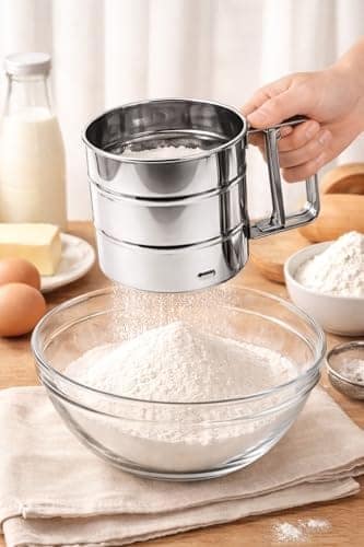 Stainless Steel Flour Sifter for Baking Hand Press Atta Channi Flour Sieve with Fine Mesh Screen Rust-Proof Large Capacity Baking Sifter for Atta, Maida, Sugar, Cocoa Powder Kitchen Baking Tools view 2