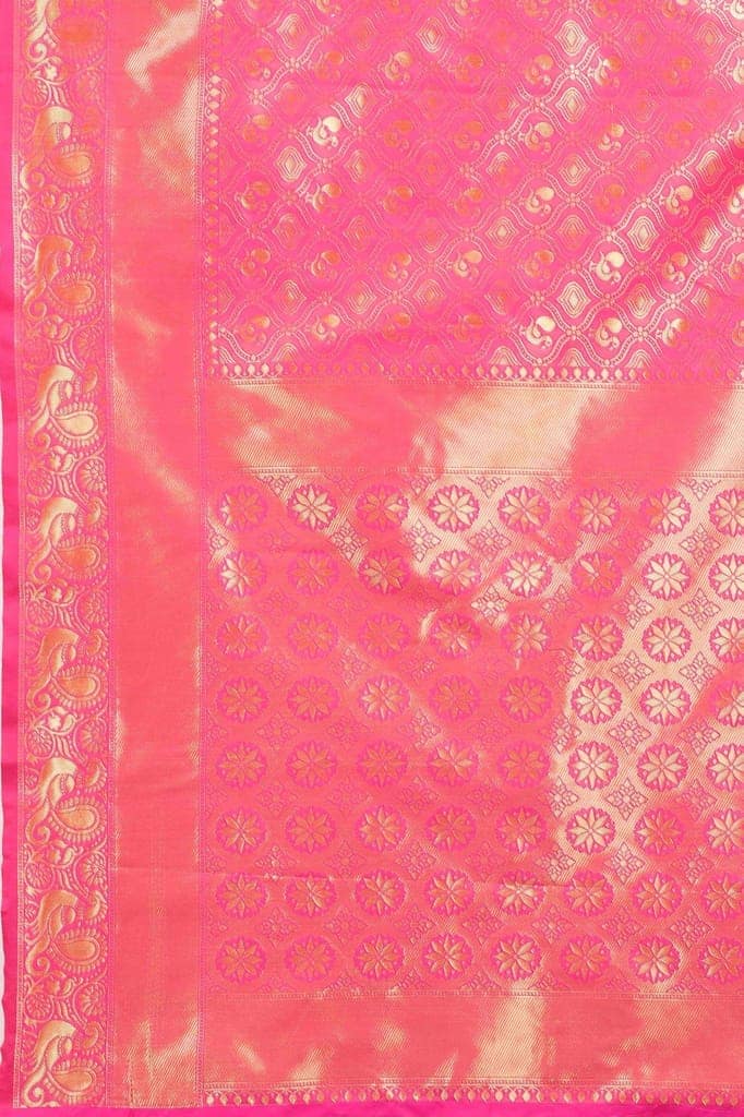 Women's Banarasi Zari Woven Design Saree With Unstiched Blouse Piece view 6