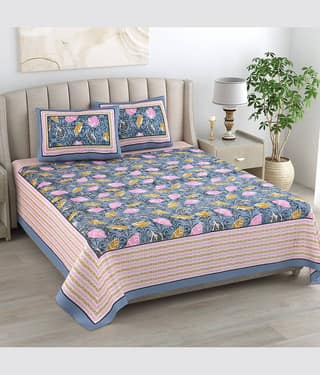 Uniqchoice Grey Cotton 1 Double King Bedsheet with 2 Pillow Covers ( 270 cm cm x 215 cm cm )