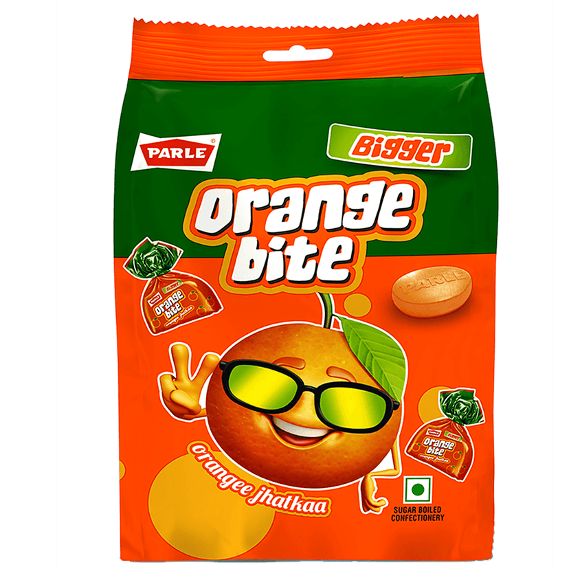 Parle Bigger Orange Bite Candy - Sugar Boiled, Sweet & Tangy, 195 G view 2