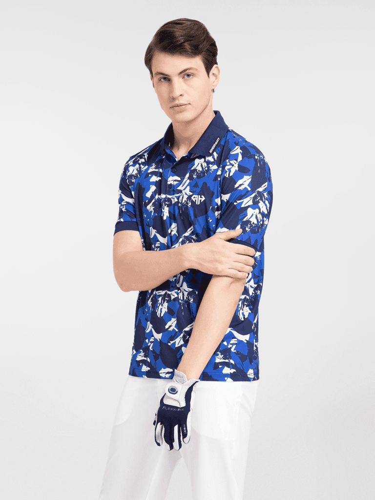 AH Ultra - Blue Tropical Maze Polo view 3