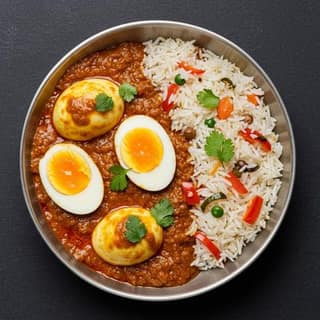 Egg Curry & Tikka Rice Bowl