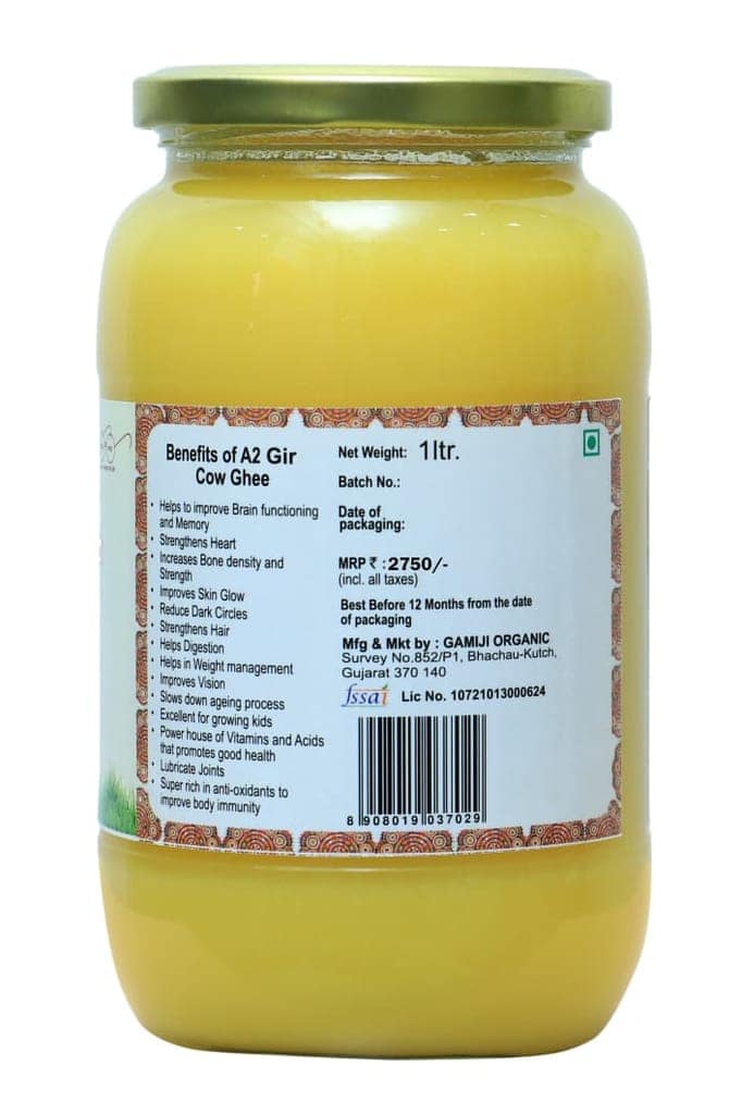 Gamiji A2 Desi Gir Cow Ghee | Pure Desi Bilona Ghee | Traditionally Hand Churned | 1 Litre view 3