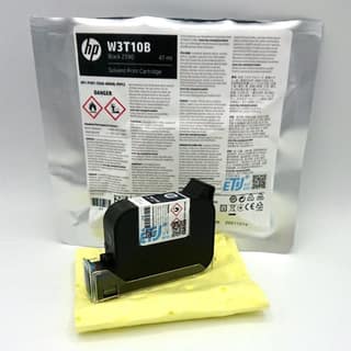 HP W3T10B 2590 Black Solvent Ink Cartridge | 12.7mm 45si TIJ 2.5 Printhead for Coding & Marking | Fast-Drying Industrial Ink for Plastics, Glass, Metal