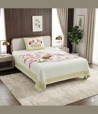 CLOTHORO Multicolor Cotton 1 Single Bedsheet with 1 Pillow Cover ( 215 cm x 150 cm )
