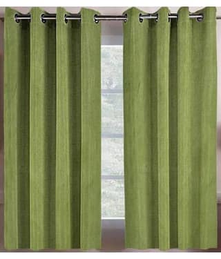 N2C Home Solid Semi-Transparent Eyelet Curtain 5 ft ( Pack of 2 ) - Green