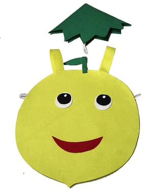 Kaku Fancy Dresses Lemon Cutout Costume With Cap For Kids (Free Size)