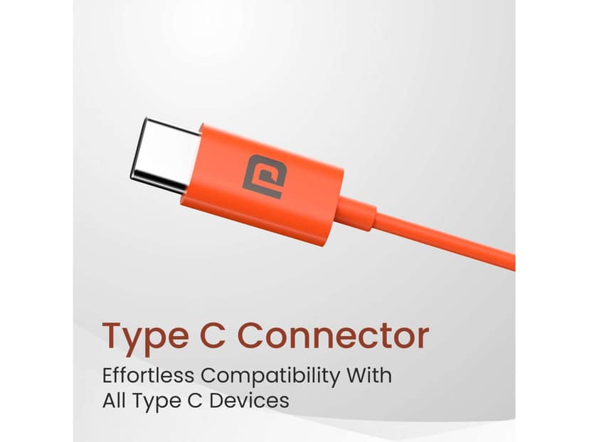 Portronics Conch Theta C, Type C Audio Jack, Unique Earbuds Design, 14.2mm Dynamic Driver, TPE Anti Tangle Material - Orange view 2