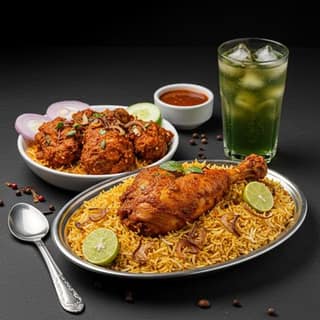 Chicken Dum Biryani & Chicken 65 & Cool Drink