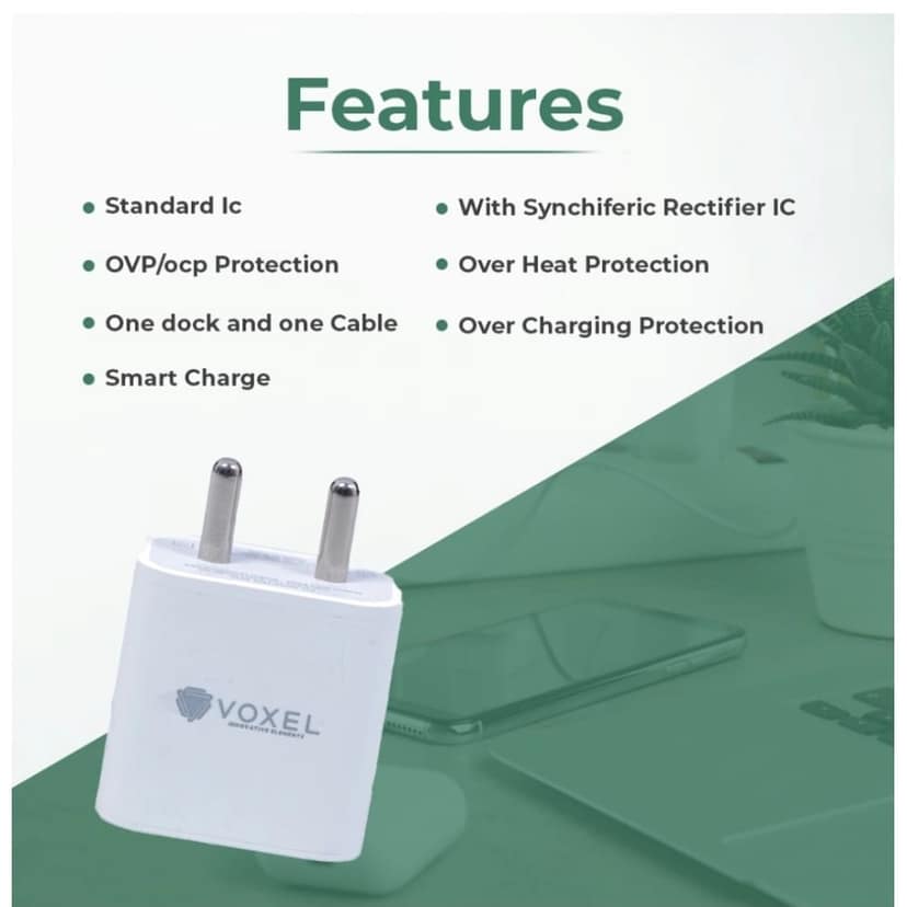 Generic VOXEL 18 Watt Double Usb Port Charger AB Plastic (White) view 3