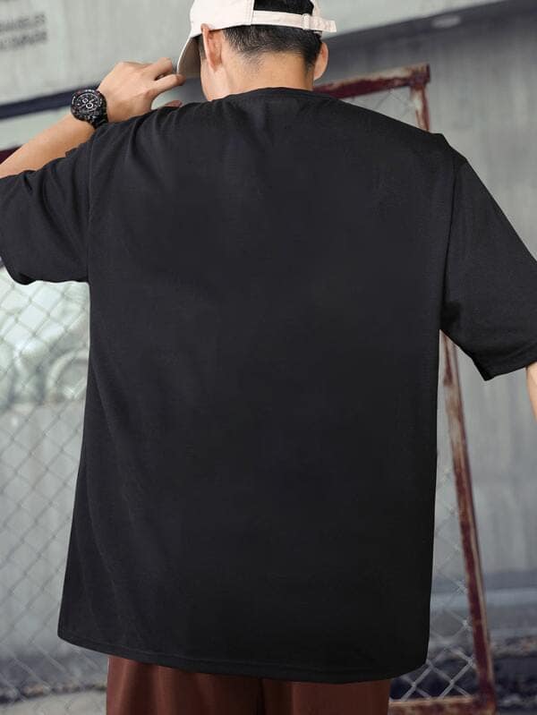 SCOTT FINCHER Men's Black Oversized T-Shirt | Streetwear Hip Hop Style | Loose Fit Casual Top : AA(PARN)BLACK view 4