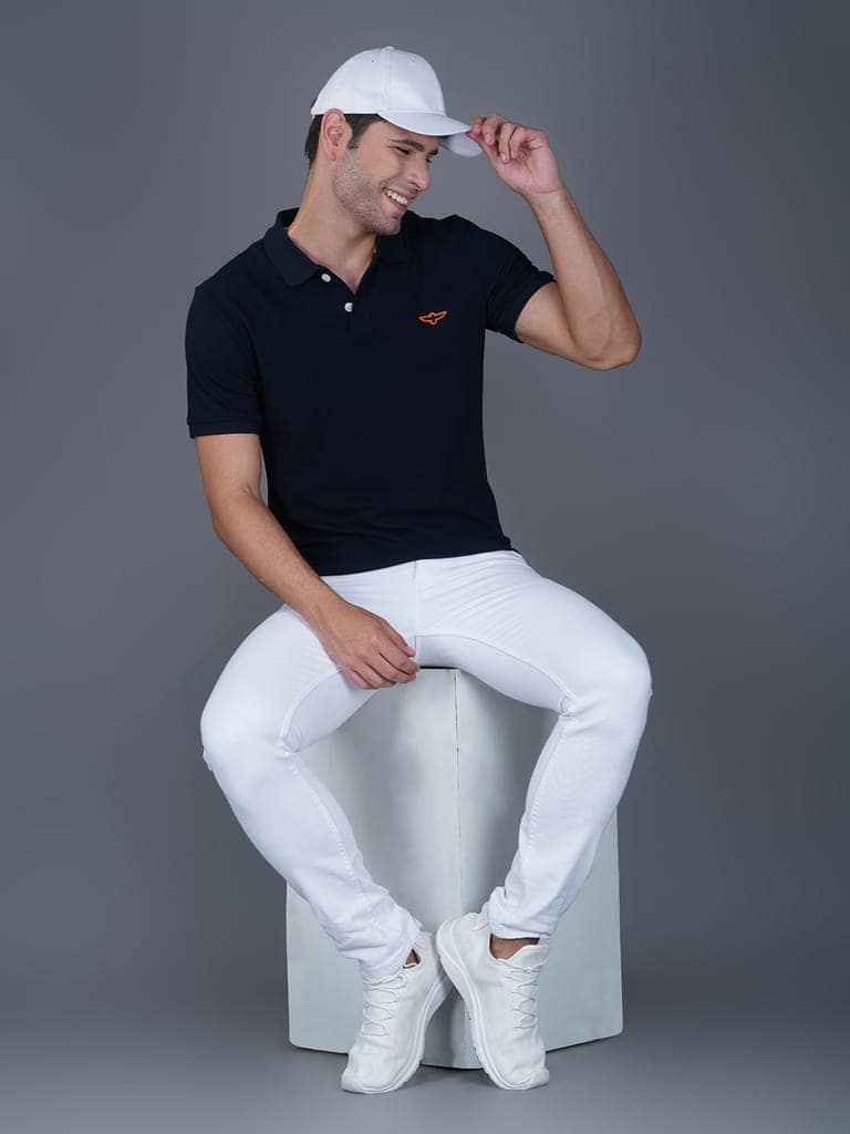 Solid Polo Shirt -NAVY view 3