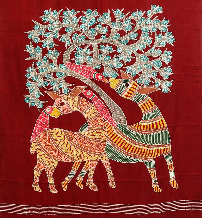 Handcrafted Batik Print Mulberry Silk Saree view 2