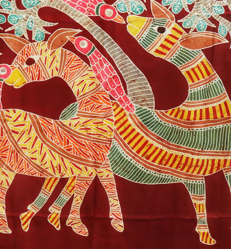 Handcrafted Batik Print Mulberry Silk Saree view 5