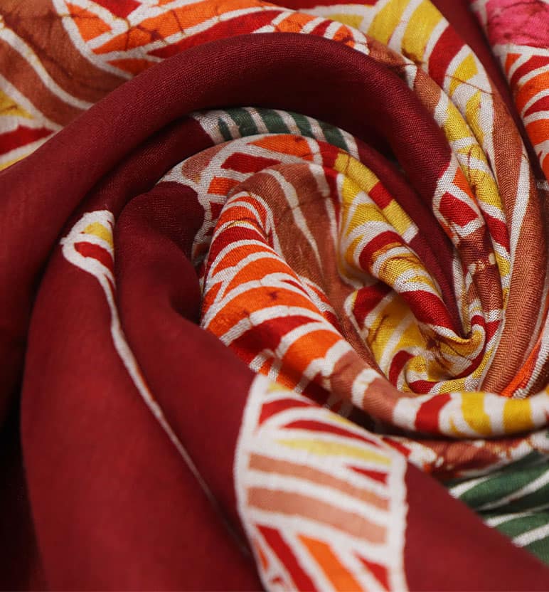 Handcrafted Batik Print Mulberry Silk Saree view 6