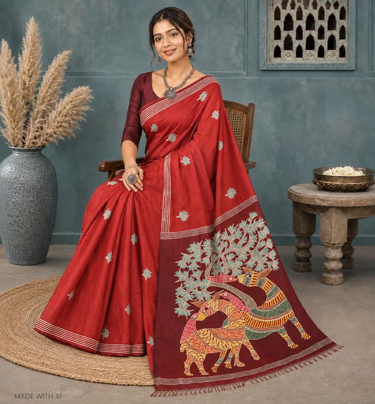Handcrafted Batik Print Mulberry Silk Saree view 7