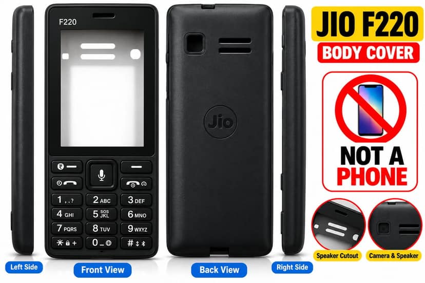 Jio F220 Full Body Housing Cover - Black view 3