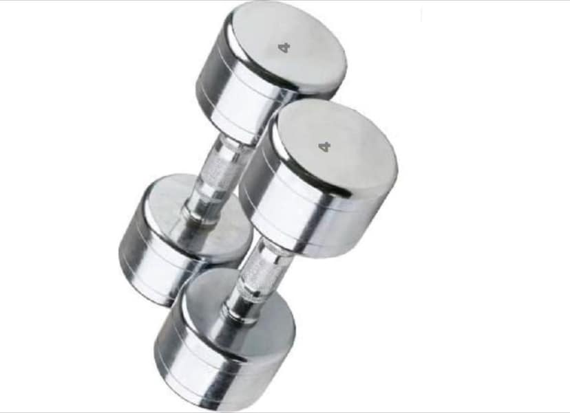 A pair of 4 KG round steel chromed dumbbell for home and gym use view 2