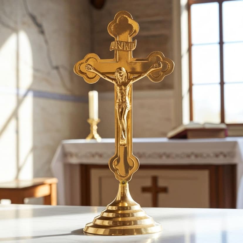 Brass Decorative Showpiece Jesus On Cross ? Christian Religious Wall D?cor Showpiece, Height : 7.8 Inch (FMAS377 B) view 2