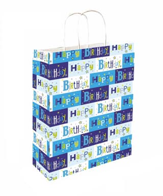 90 GSM Happy Birthday Printed Small Paper Gift Bags, Ideal for Birthday Presents, Birthday Return Gifts, & Gifting on Special Occasions (Size: 9.4 x 7.9 x 3 inch) - 50