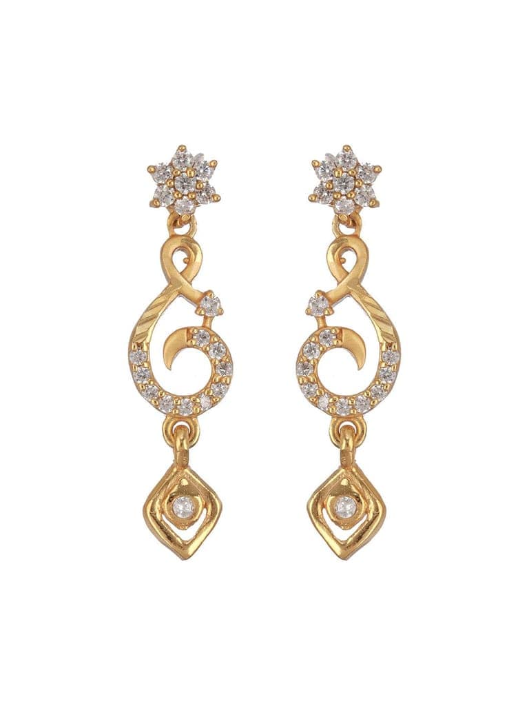 Gold Plated Zircon Studded Geometric Minimal Delicate Jewellery Set view 6