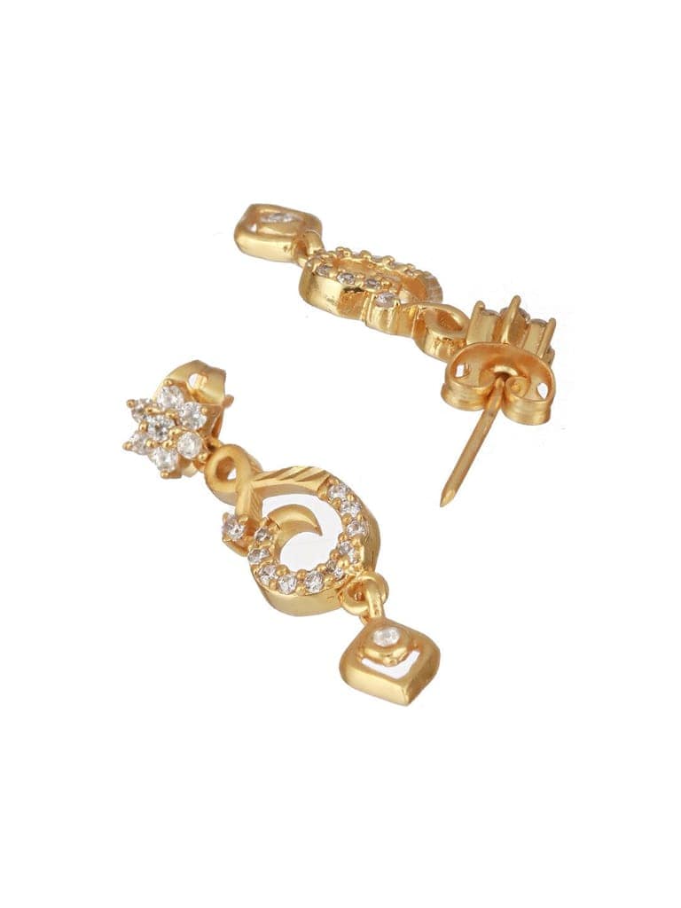 Gold Plated Zircon Studded Geometric Minimal Delicate Jewellery Set view 7