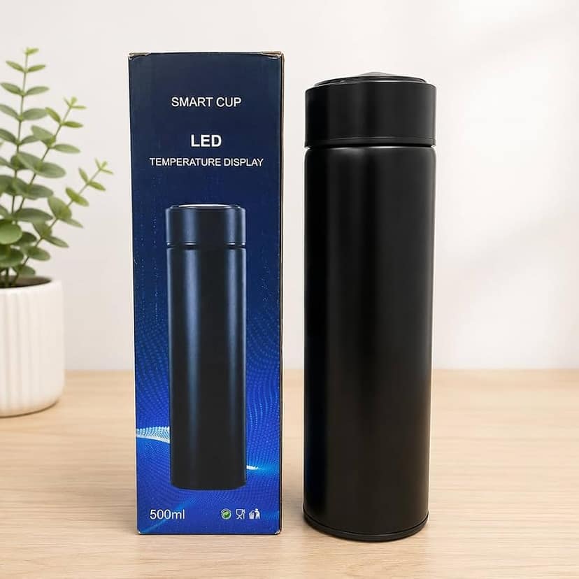 500ml Smart LED Temperature Display Stainless Steel Water Bottle - Black view 2