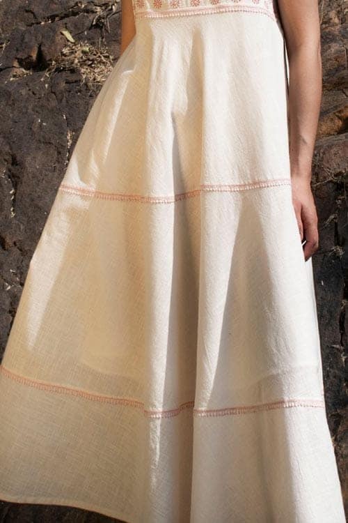 Avani Chikankari Off White Pure Cotton Strappy Dress view 3
