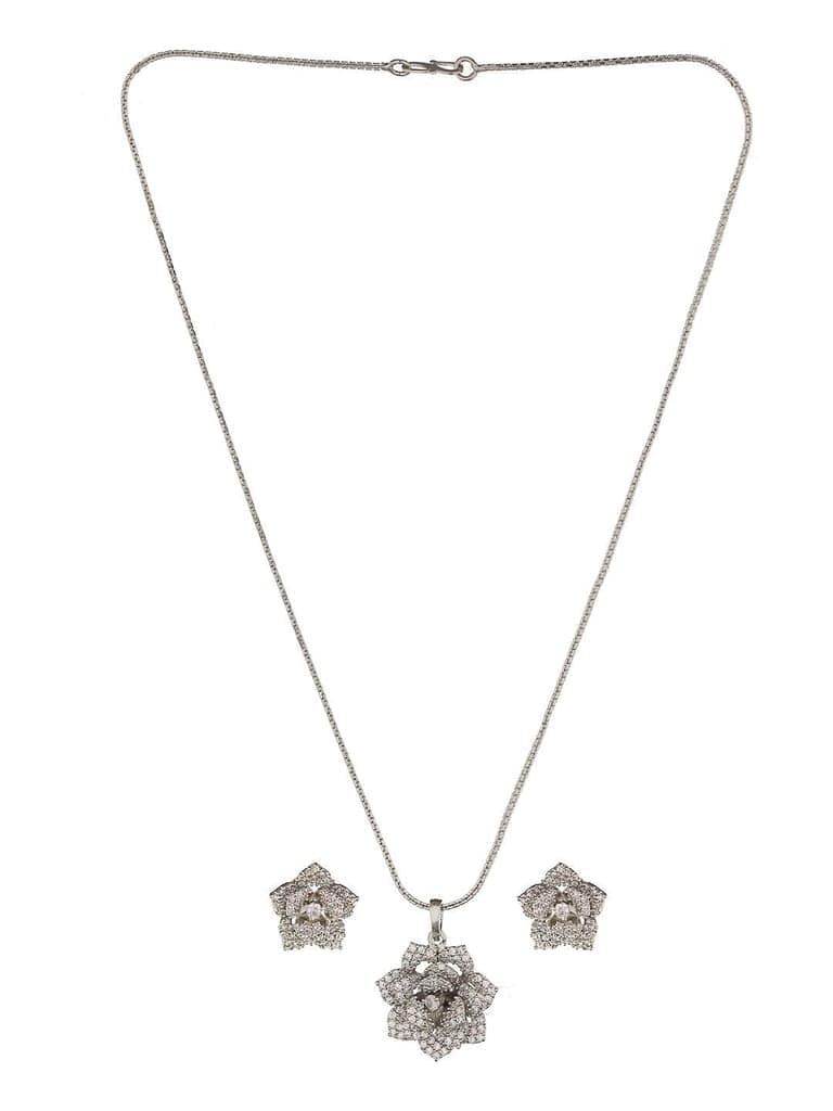 Silver Plated AD Studded Rose Statement Combo Jewellery Set view 5