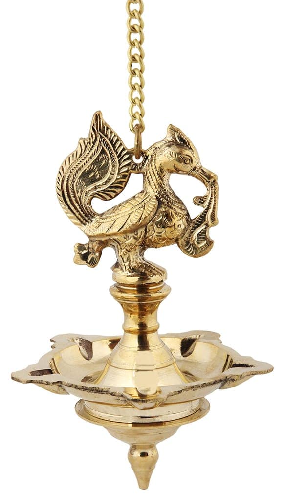 Poompuhar Brass Hanging Lamp (Yellow_1.1 Inch X 5.9 Inch X 3.5 Inch) view 2