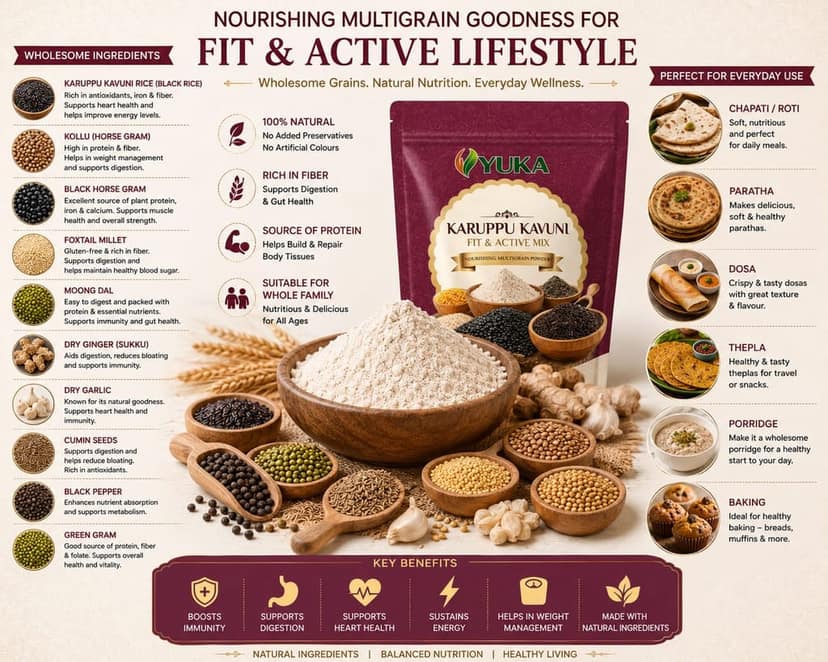 YUKA Karuppu Kavuni Fit & Active Mix 250g | Black Rice & Millet Health Mix view 2