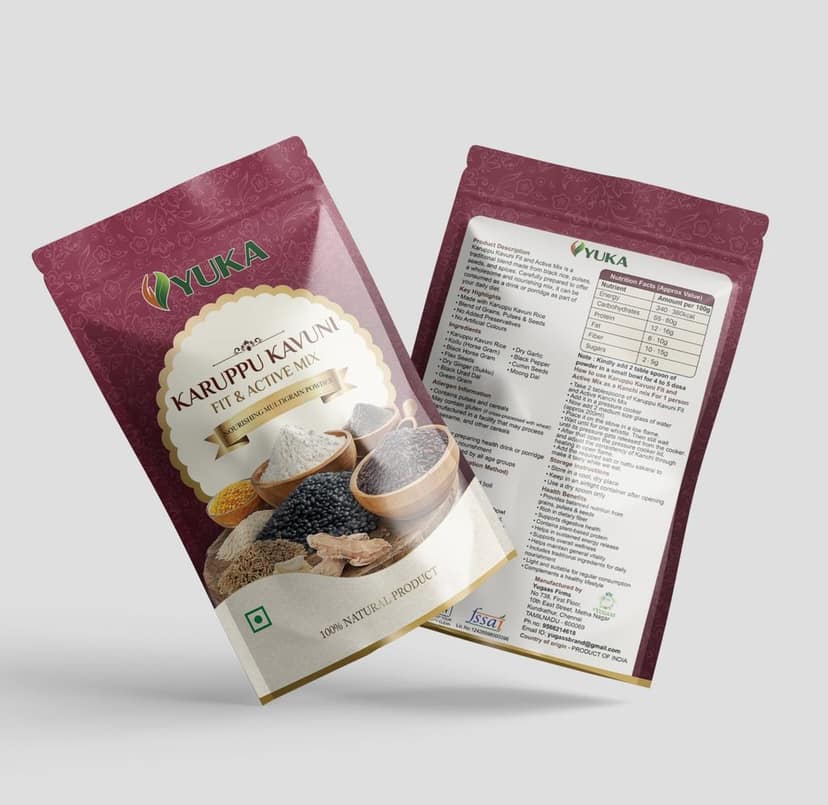 YUKA Karuppu Kavuni Fit & Active Mix 250g | Black Rice & Millet Health Mix view 3