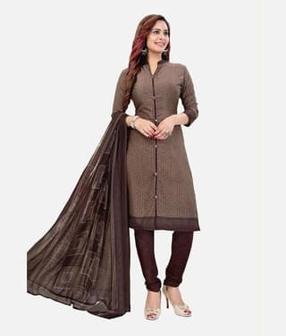 Kkrish Unstitched Crepe Striped Dress Material - Brown ( Pack of 1 )