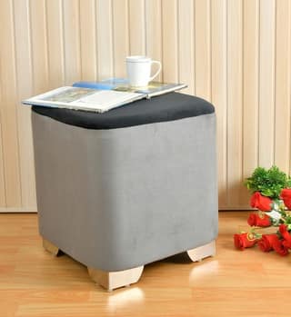 ShadowKart Sitting Stool Ottoman Pouffes for Living Room Sitting Bench Furniture Wooden Footrest Pouf Seat Puffy Foam Small Foot Stool for Office Home Decor, 16x16x18 Inch