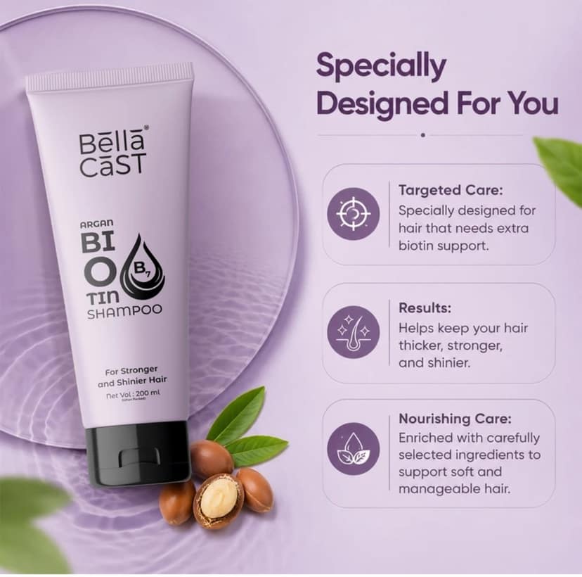 Bella cast Argan biotin shampoo view 2