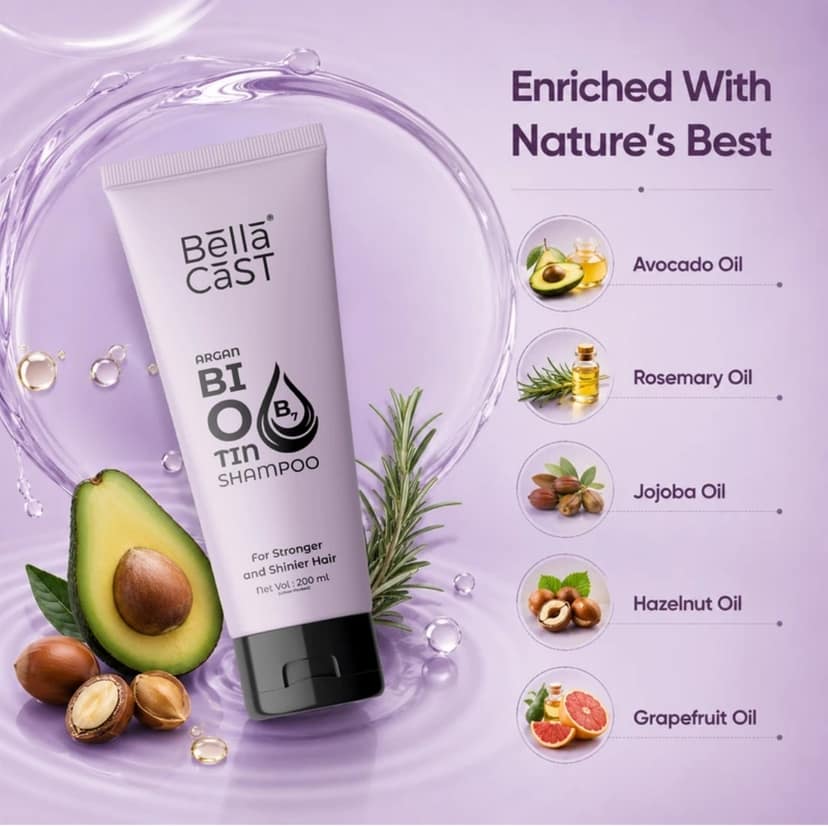 Bella cast Argan biotin shampoo view 3