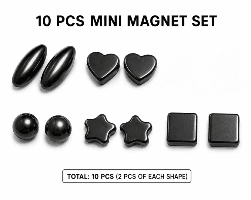 Mix Mini Magnet Set, Mini Shape Magnet Set, Metallic Mini Magnet, Magnetic Shape Mini Set, Multi Shape Mini Magnet 10piec view 4