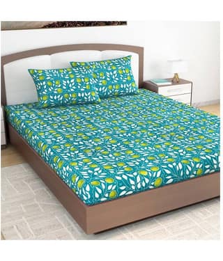 DIVINE CASA Cotton King Bedsheet ( Green )