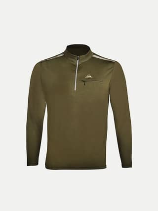 Men Grey Active wear Zipper Full Sleeve T Shirt