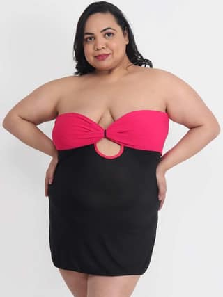 Plus Size Sexy Pink Bridal Babydoll Bikini Dress for Honeymoon BB5K