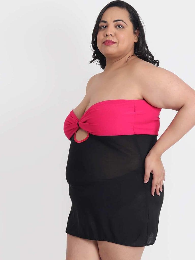 Plus Size Sexy Pink Bridal Babydoll Bikini Dress for Honeymoon BB5K view 2