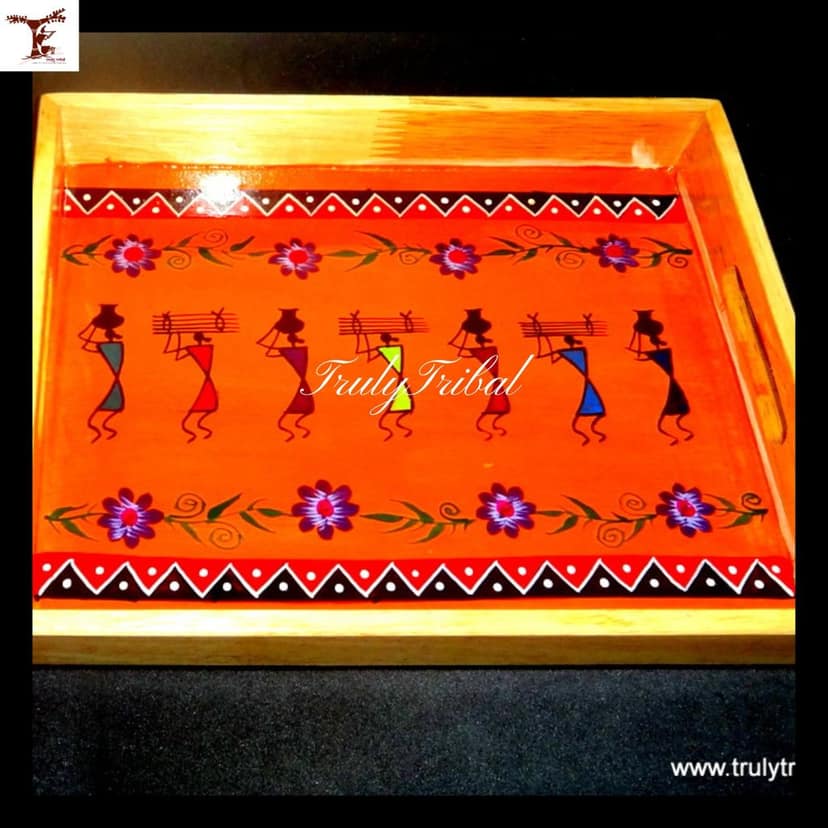 PAINTED TRAY WARLI