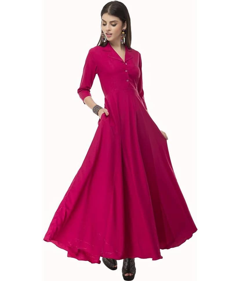 TOGZZ Women Crepe Solid A-line Dress ( Pink )