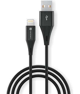 Portronics Konnect B Plus 8 Pin USB Cable:Nylon Braided 8 Pin USB Cable With Metal Heads ,Black (POR 1392)