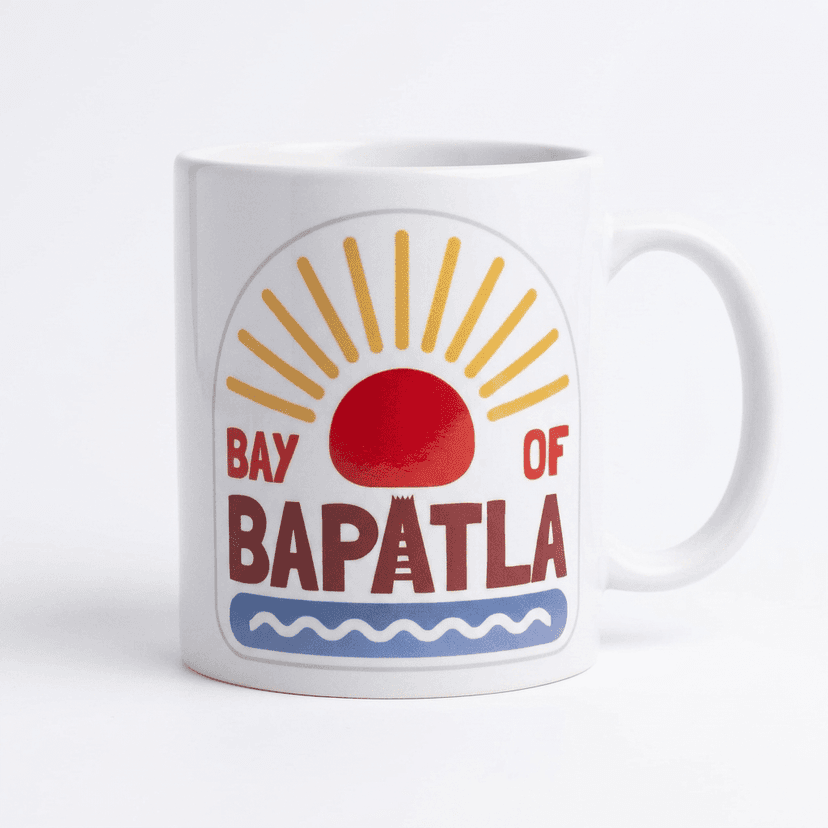 Bay of Bapatla Graphic Print White Ceramic Coffee Mug