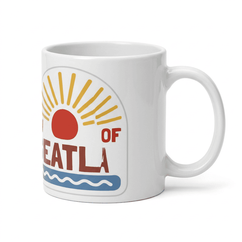 Bay of Bapatla Graphic Print White Ceramic Coffee Mug view 3