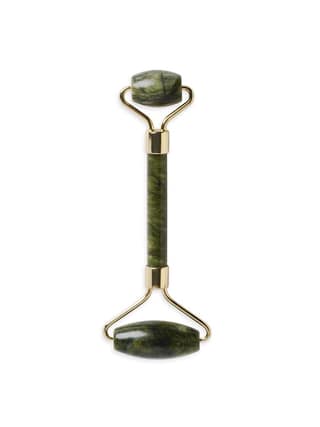 Bungalow Beauty Jade Roller, Double-Ended Facial Massage Tool, Gold and Green